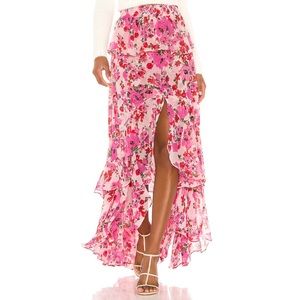 Lucia Floral Tiered Split Long Skirt